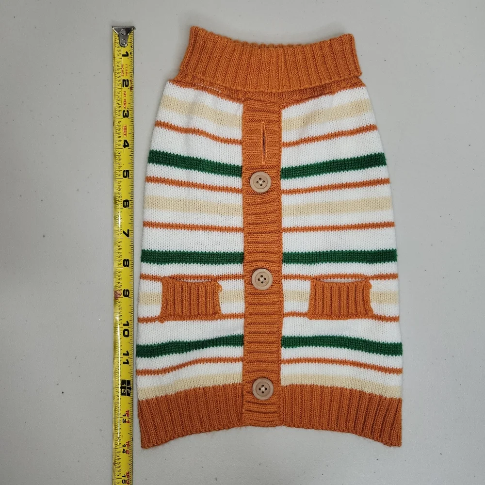 Striped Orange and Green Dog‎ Sweater